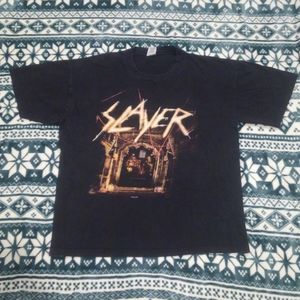 😈 Vtg SLAYER 2001 Y2K 💎🔥 God Hates Us All Shirt XL Vintage Heavy Metal Thrash